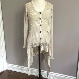 Sarah Pacini Open Weave Asymmetric Cardigan - One Size 🇮🇹